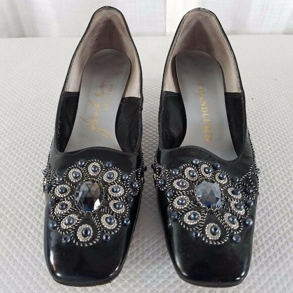 1950s Chandlers French Room Originals Black Patent Leather Shoes Size 6